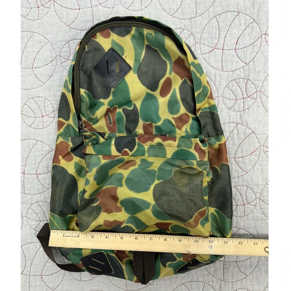 VTG Backpack Camouflage Nylong with Leather Lash Tabs